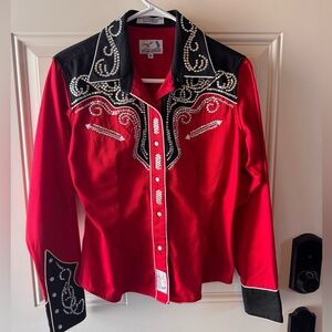 Panhandle Slim Red and Black Embroidered Shirt